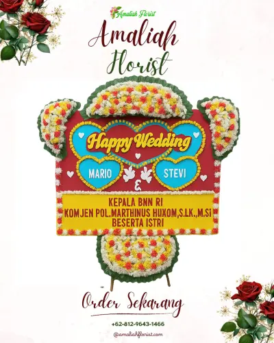 Karangan Papan Bunga Pernikahan di Simbang